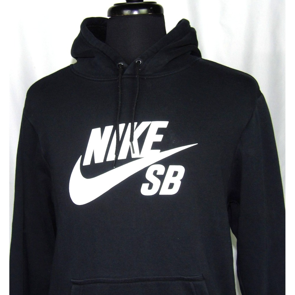 Nike SB Skateboarding Black Pull Over Draw String Hoodie Sweatshirt Men's Large